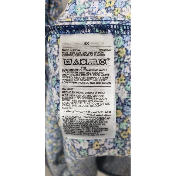 Old Navy Midi Wrap Dress 4X Blue Floral Ditsy Puff Sleeves Cottagecore Tiered - Picture 5 of 5